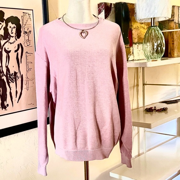 St. Croix,Cotton-Blend,Prep Stretch-Knit Sweater,Dusty Rose,Excellent Con,Size L - Picture 1 of 8